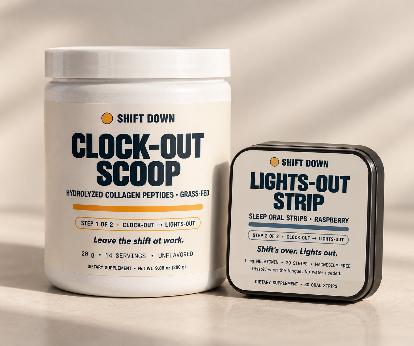 Clock-Out Scoop tub and Lights-Out Strip tin together